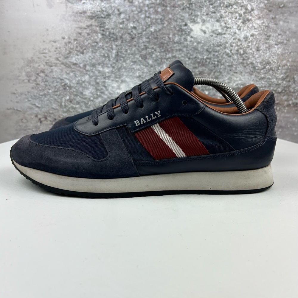 532 Bally Blue and Red Sneakers with Suede and Textile Design 10.5